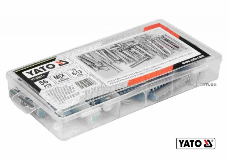 Шплінти та штифти різних розмірів YATO: Ø=8-13 мм, l=30-64 мм, набір 56 шт-YT-06874