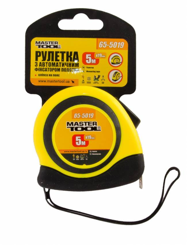 MasterTool Рулетка з фіксатором 5 м*19 мм, Арт.: 65-5019-65-5019