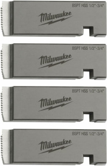 Плашки для нарізання різблення MILWAUKEE, PTR2D 1/2'' - 3/4'' BSPT HSS (4шт)-[articul]