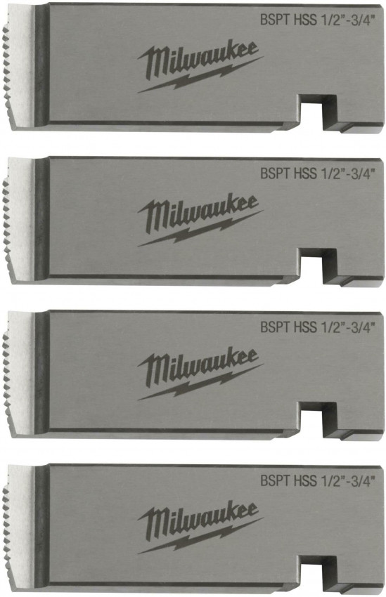 Плашки для нарізання різблення MILWAUKEE, PTR2D 1/2'' - 3/4'' BSPT HSS (4шт)-4932492928