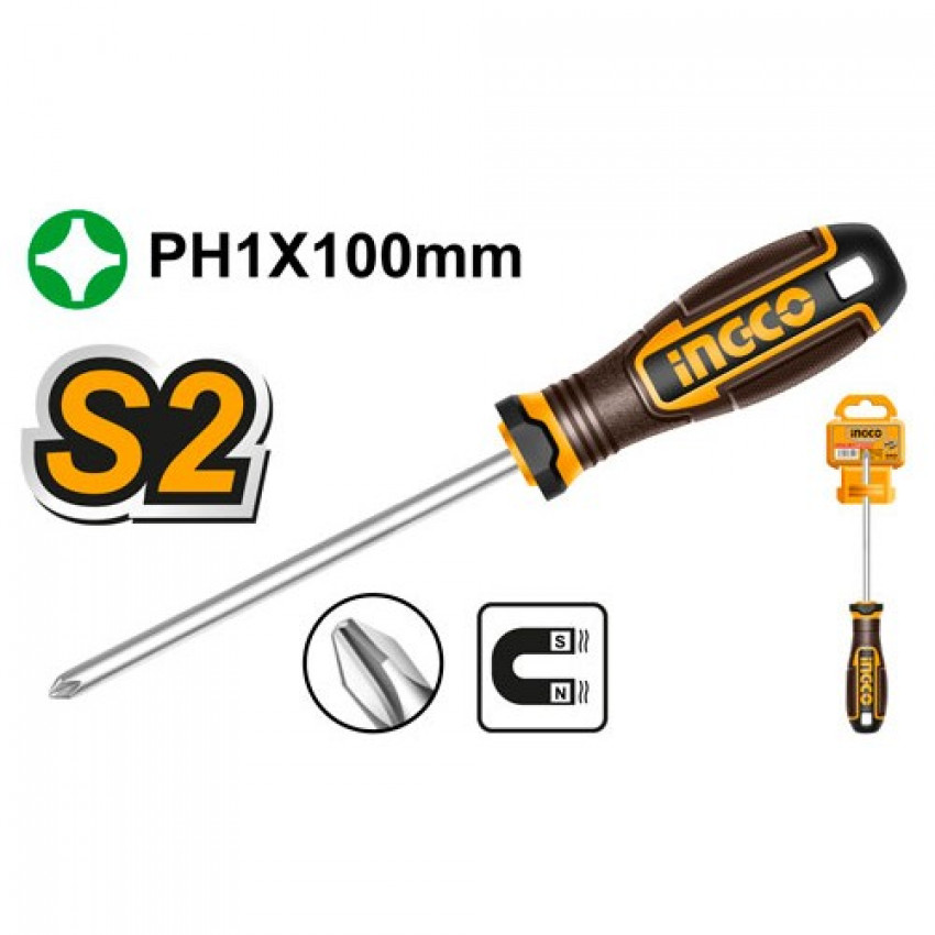 Викрутка хрестова S2 PH 1х100 мм INGCO INDUSTRIAL-HSDPH1100