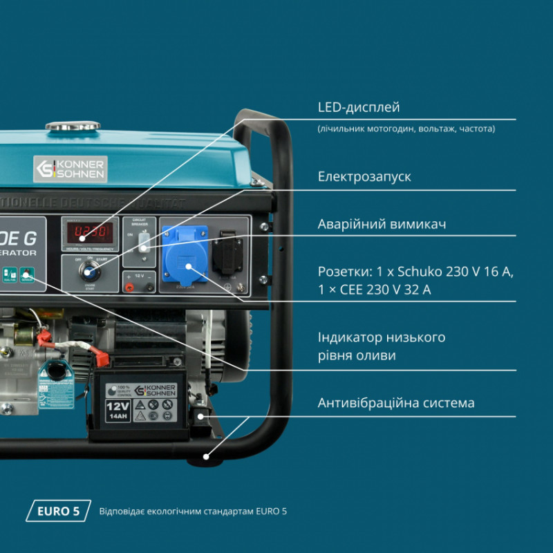 Генератор газобензиновий «Könner & Söhnen» KS 10000E G-KS 10000E G