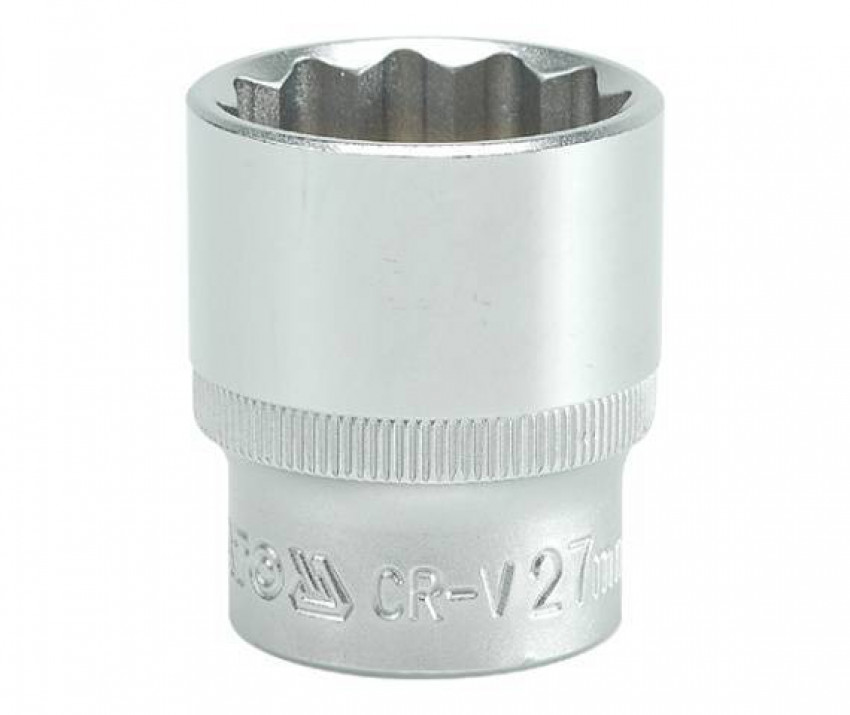 Головка 12-гранна коротка YATO із квадром. 1/2", М=27 мм, L=42 мм, [10/50/100]-YT-1289