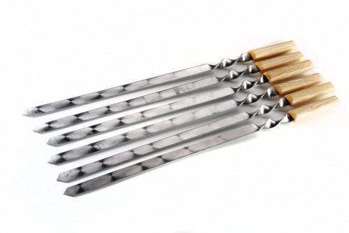 Шампур для люля-кебаб з дерев'яною ручкою, з нержавіючої сталі 640х20х3мм СИЛА-960211