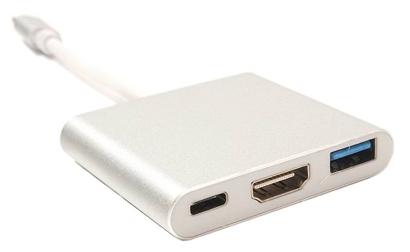 Кабель-перехідник PowerPlant USB Type-C - HDMI/USB Multiport Adapter для MacBook 12, 0.15м-KD00AS1306