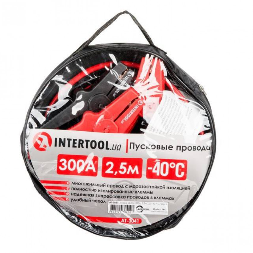 Пускові дроти 300 А, 2,5 м, до -40°C, чохол INTERTOOL AT-3041-AT-3041