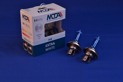 Лампа автомобільна H4 12V 60/55W P43T EXTRA WHITE (2шт) (ближня/дальня, протитуманна) MTA-84163 EWB2
