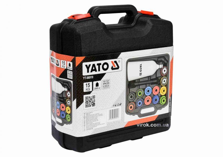 Лійка для затоки олії двигуни YATO: V=2 л, з 12 адаптерами; компл. 15 елем.-YT-06919