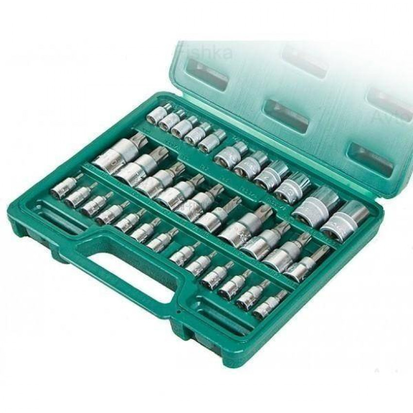 HANS. Набір торців головок 1/2",3/8",1/4" внутр. і зовніш. ТORX 34предм.-9634Т  (10)