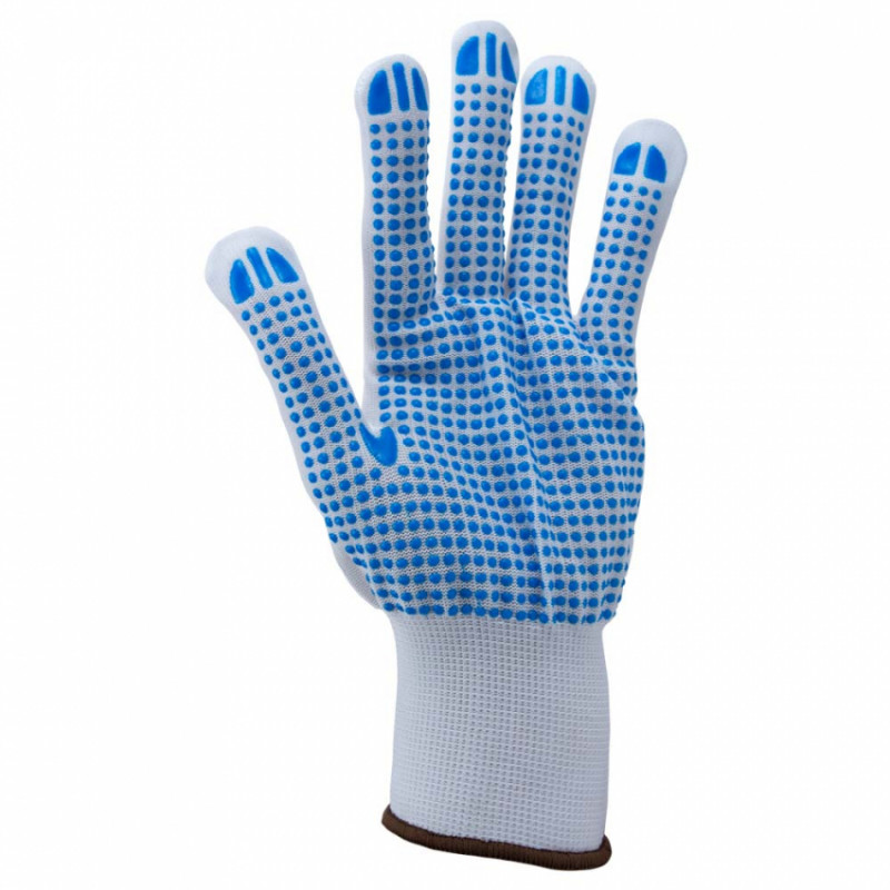 Рукавички трикотажні з крапковим ПВХ покриттям р9 (білі, манжет) КРАТНО 12 парам SIGMA (9442421)-TR9442421