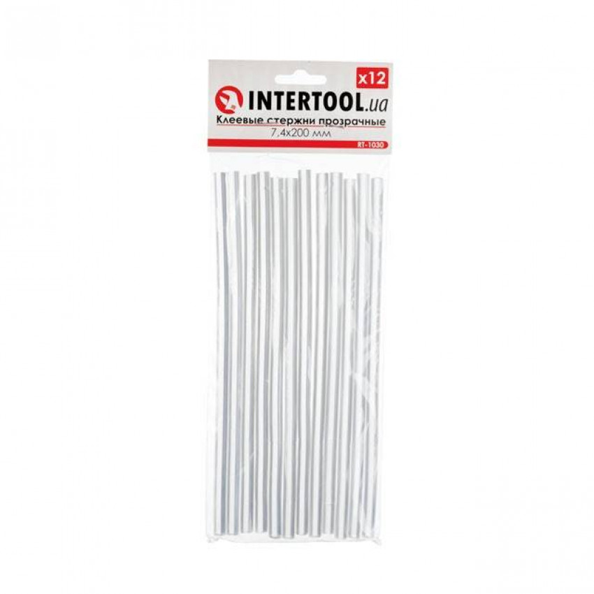 Комплект клейових стрижнів прозорих, 7,4×200 мм, 12 шт. INTERTOOL RT-1030-RT-1030
