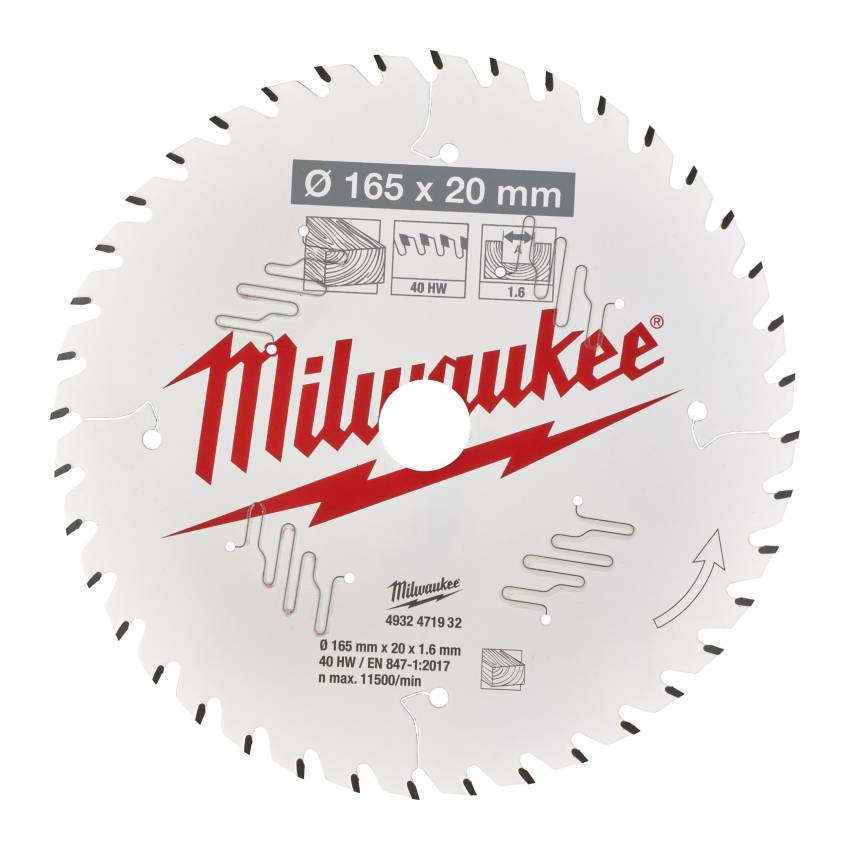 Диск пиляльний MILWAUKEE, Ø165х20х1,8мм, 24 зуб. 1-4932399909