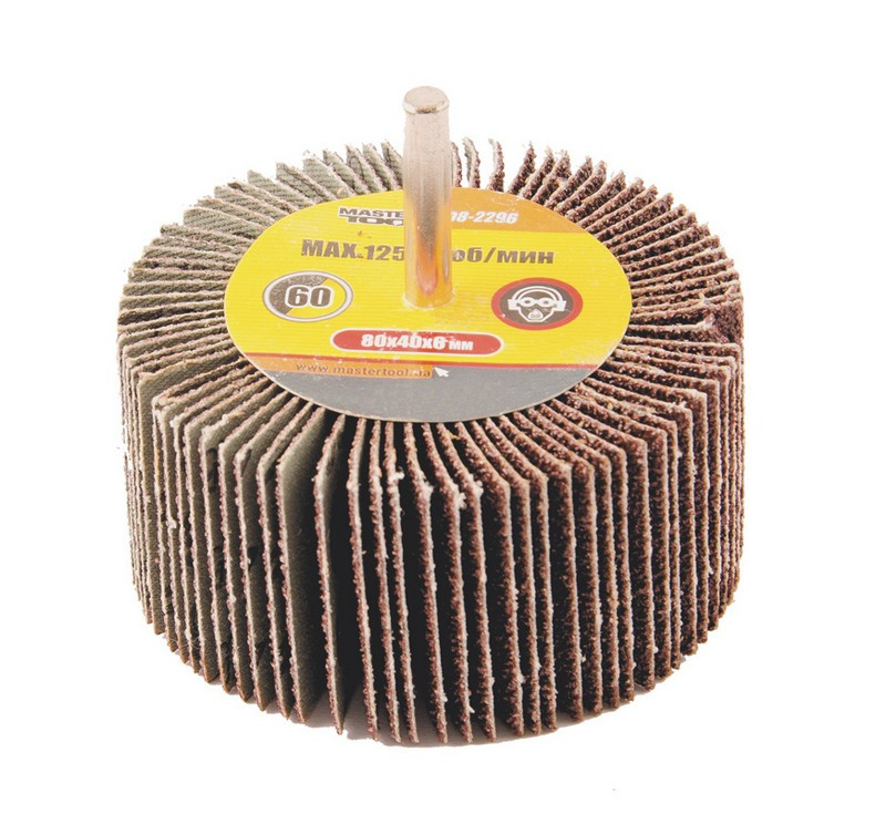 Коло шліфувальне пелюсткове MASTERTOOL зерно 60 80х40 мм зі стрижнем 6 мм 08-2296-08-2296