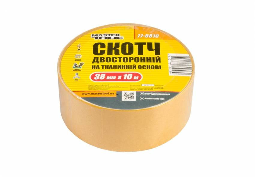 Скотч двосторонній на тканинній основі MASTERTOOL 38 мм 10 м 77-6810-77-6810