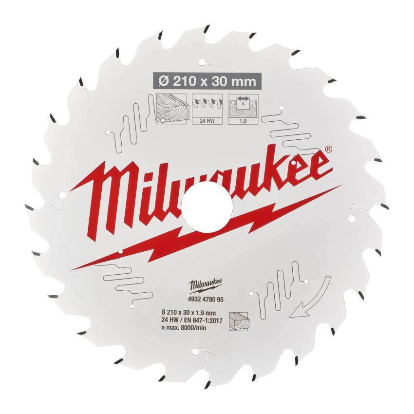 Диск пиляльний PFTE MILWAUKEE, Ø210х30х1,9мм, 24 зуб. 1-4932478095