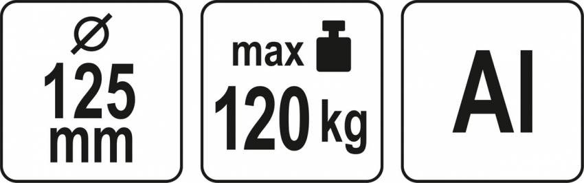 Присоска для монтажу скла подвійна YATO: 2 чашки Ø= 125 мм, m= 120 кг, 245х 125х 7 мм-YT-37236
