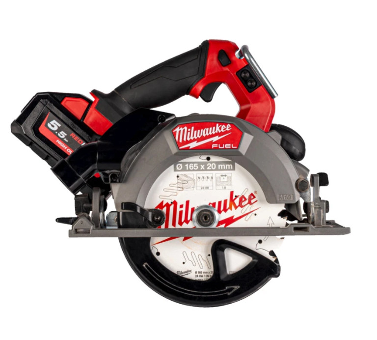 Пила дискова ручна акумуляторна безщіткова MILWAUKEE, M18 FCSDC165-552C, діаметр 165мм (зарядний пристрій M12-18 FC, 2 акумулято-4933499997