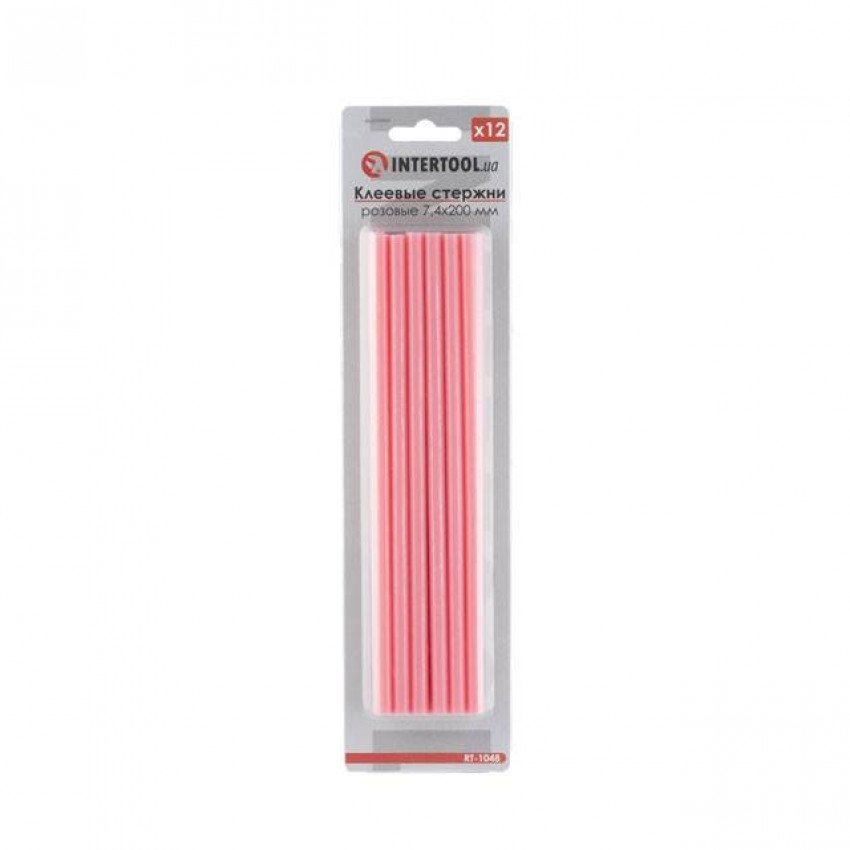 Комплект клейових стрижнів рожевих, 7,4×200 мм, 12 шт. INTERTOOL RT-1048-RT-1048