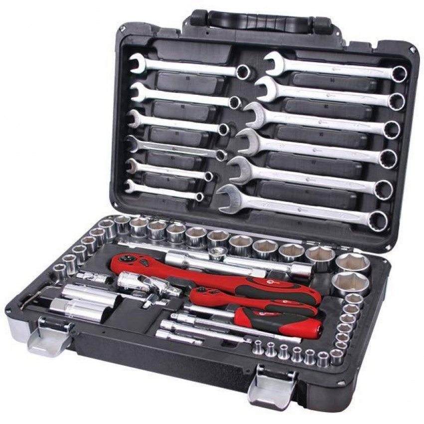 Професійний набір інструментів 1/4", 1/2", 61 од., Cr-V INTERTOOL ET-6061-ET-6061