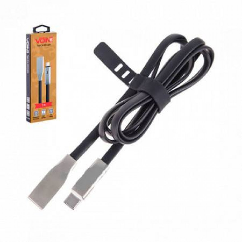 Кабель VOIN VP-006BK USB-type C 1m black з індикатором-VP-006BK (200)