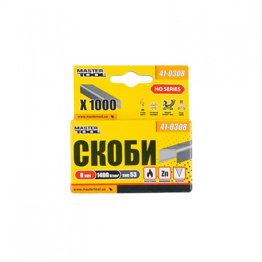 MasterTool Скоби розжарені 8 мм, 1000 шт, Ст.: 41-0308-41-0308