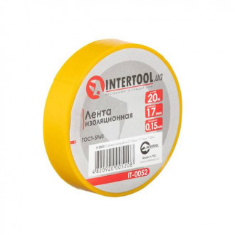 Стрічка ізоляційна 0.15 мм * 17 мм * 20 м жовта INTERTOOL IT-0052