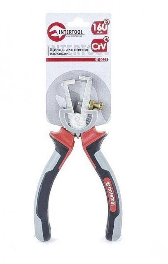 Щипці для зачистки проводів CrV 160 мм із ізольованими рукоятками INTERTOOL NT-0229-NT-0229