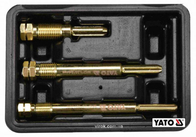 Набір для очищення свічок розжарювання YATO: M10 x 1 мм, M12 x 1.25 мм, Cr-V, 3 шт кейс-[articul]