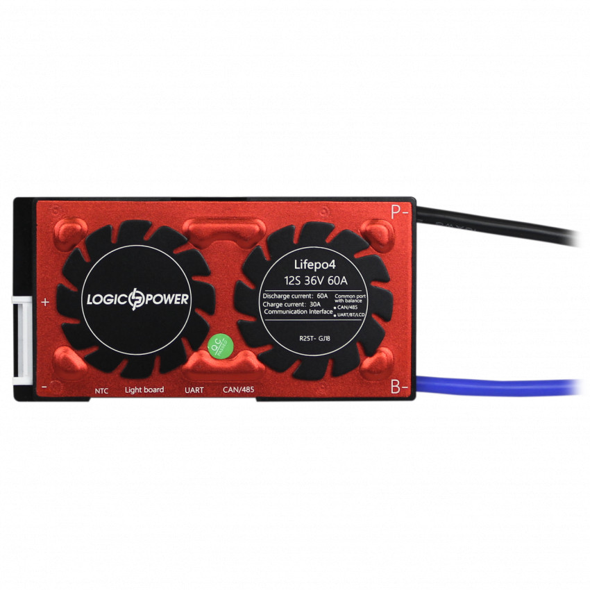 Smart BMS плата LP LiFePO4 36V 12S Dis 60A Ch 30A UART+RS485+CAN-