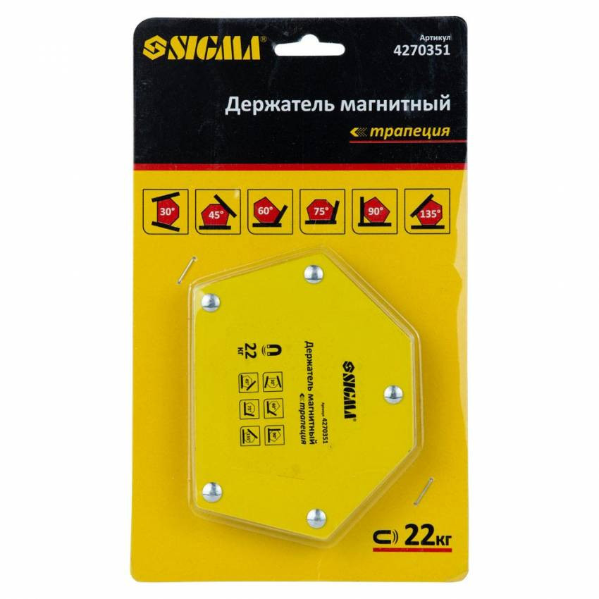 Магніт для сварки трапеція 22кг 90×54×54×43мм (30,45,60,75,90,135°) Sigma (4270351)-4270351