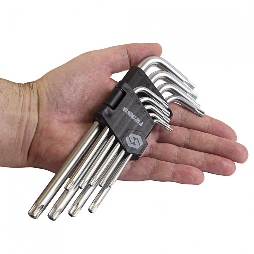 Ключі TORX 9шт T10-T50мм CrV (середні з отвором) Sigma (4022221)-4022221
