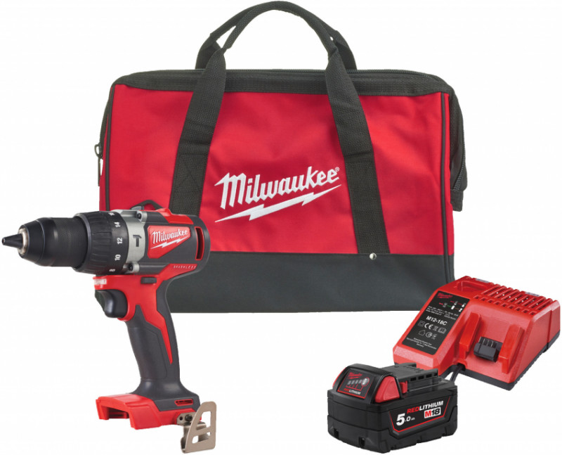 Дриль-шуруповерт з ударом акумуляторний безщітковий MILWAUKEE, M18 BLPD2-502X (зарядний пристрій М12-18 FС, 1 акумулятор М18 В5-4933500775