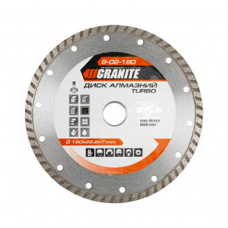 GRANITE Диск алмазний TURBO 180 мм GRANITE, Арт.: 9-02-180-[articul]