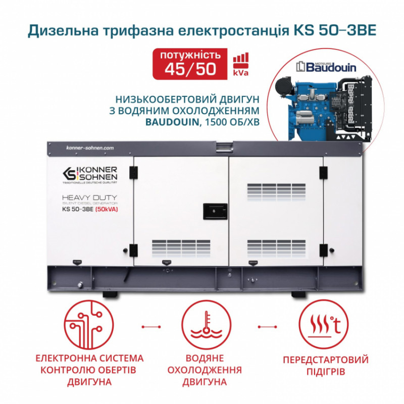 Дизельна трифазна електростанція KS 50-3BE-KS 50-3BE