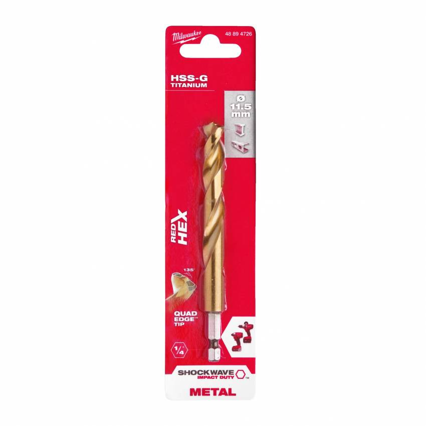 Свердло по металу RedHEX HSS-G TiN MILWAUKEE, Ø11,5мм-48894726