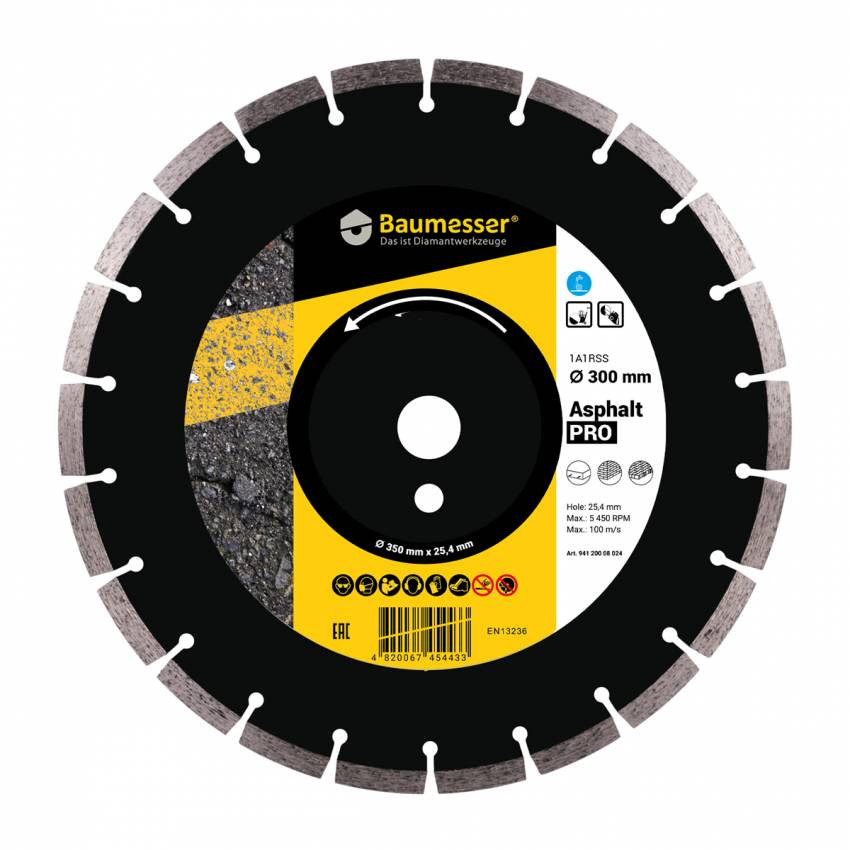Круг алмазний вiдрiзний 1A1RSS/C3 300x3,0/2,0x10x25,4-11,5-22 HIT Baumesser Asphalt Pro-94320005022