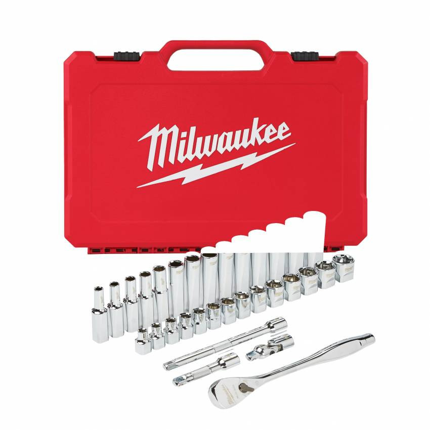 Набір головок 1/4" з храповиком MILWAUKEE, (28шт)-4932464943