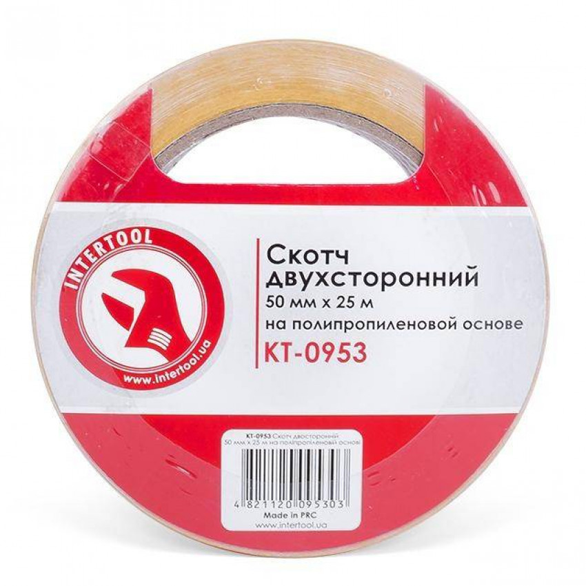 Скотч двосторонній 50мм * 25м на поліпропіленовій основі INTERTOOL KT-0953-KT-0953