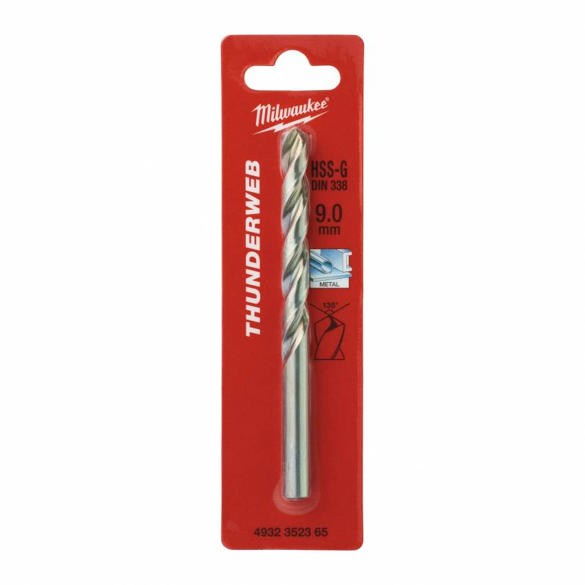 Свердло по металу THUNDERWEB HSS-G MILWAUKEE DIN338, Ø9,0x125мм-4932352365