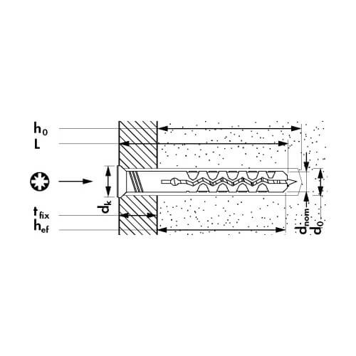 Дюбель-цвях MNA-S з потайним бортиком 6x60/30 Mungo 1122606S-1122606S
