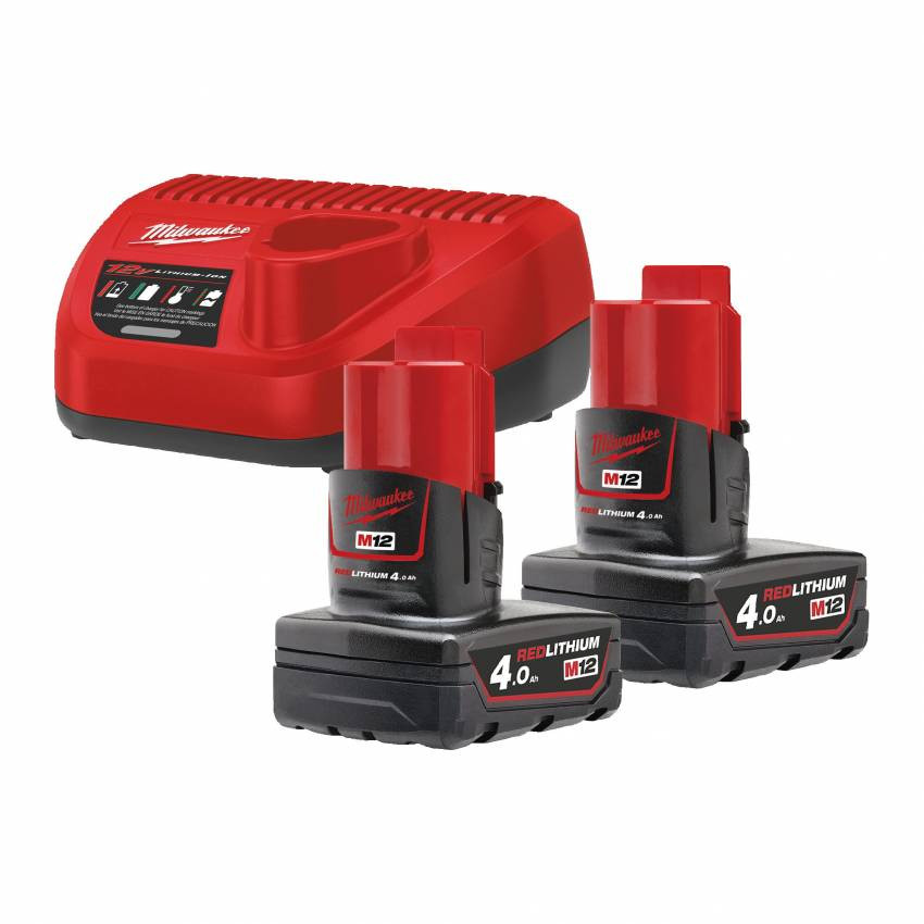 Енергокомплект MILWAUKEE, M12 NRG-402 ( заряд.пристрій, 2 акум.Х 4Ач)-4933459211