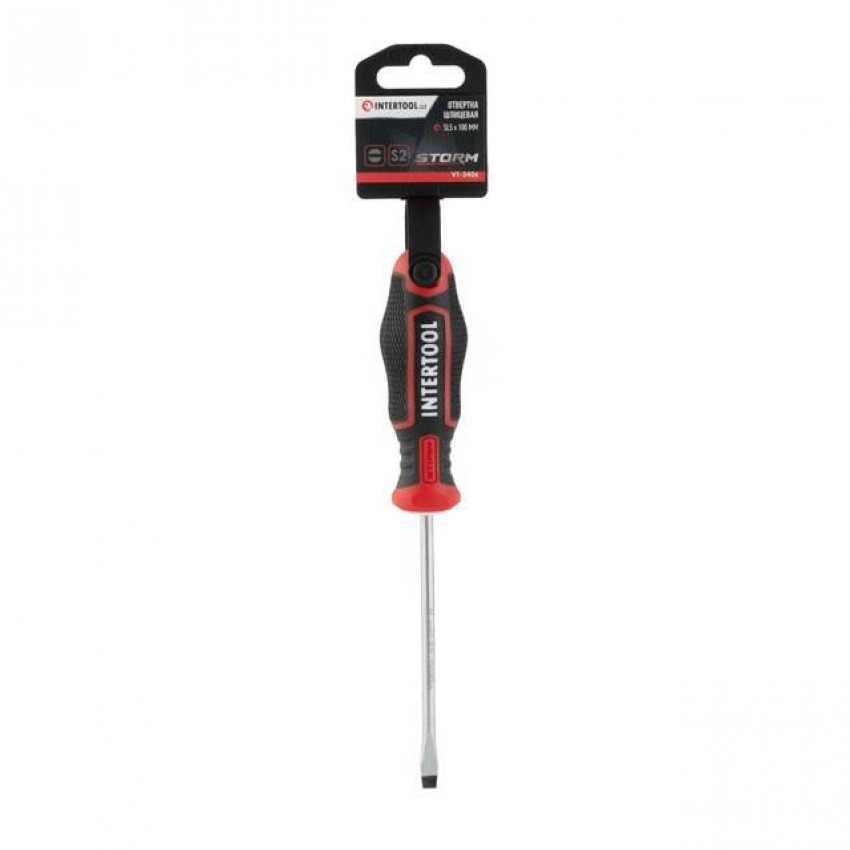 Викрутка шлицьова, SL5,0×100 мм, S2, STORM INTERTOOL VT-3406-VT-3406