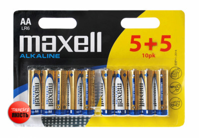 Лужна батарейка Maxell Alkaline AA/LR6  10шт/уп(5+5) blister-[articul]