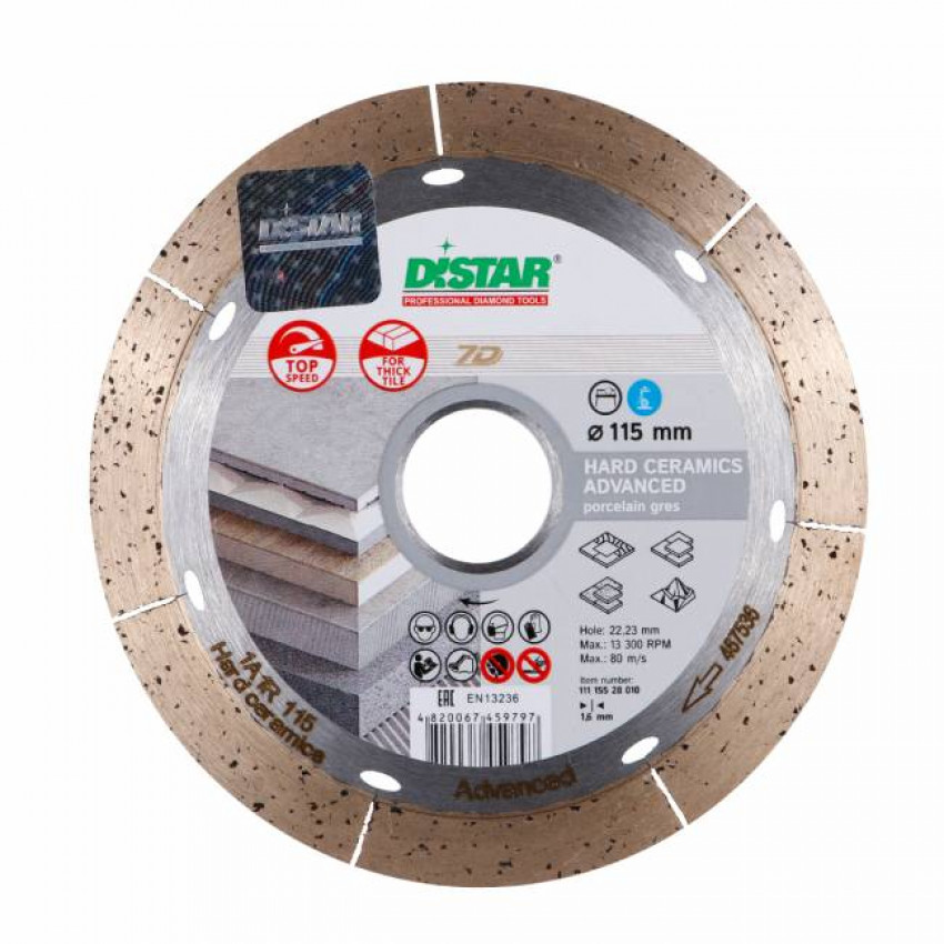 Круг алмазний вiдрiзний 1A1R 115x1,6/1,2x10x22,23 Hard ceramics Advanced-11115528010