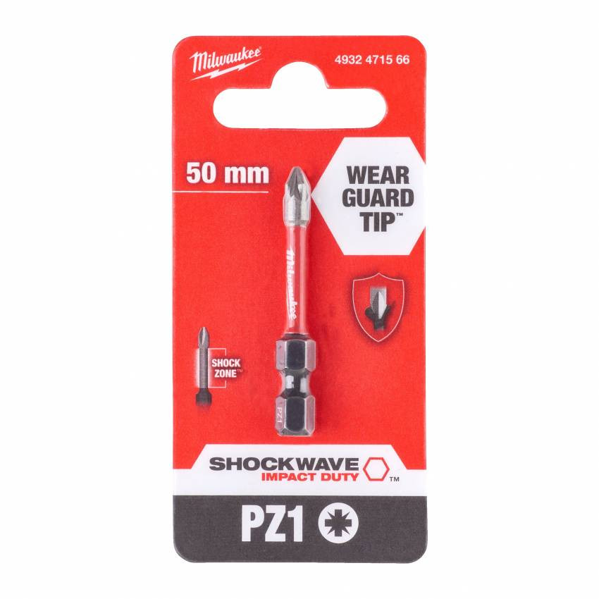 Бита SHOCKWAVE MILWAUKEE, PZ1, 50мм (1шт); блистер-4932471566