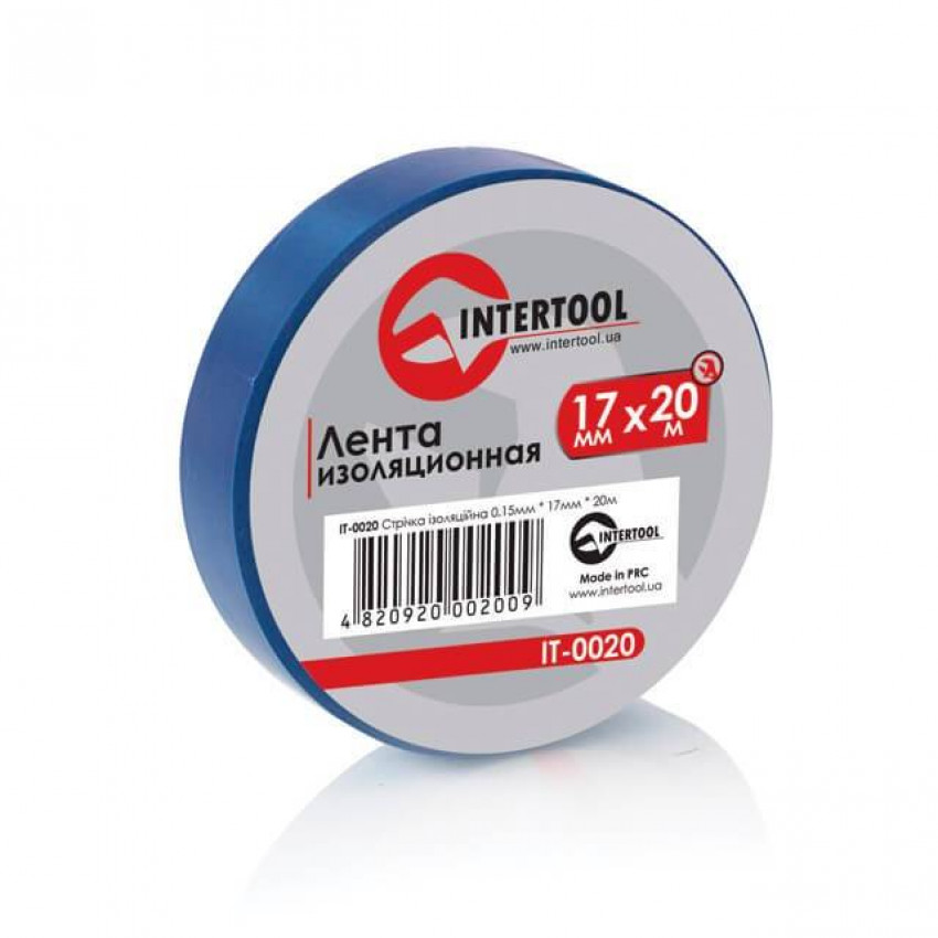 Стрічка ізоляційна 0.15мм*17мм*20м синя INTERTOOL IT-0020-IT-0020