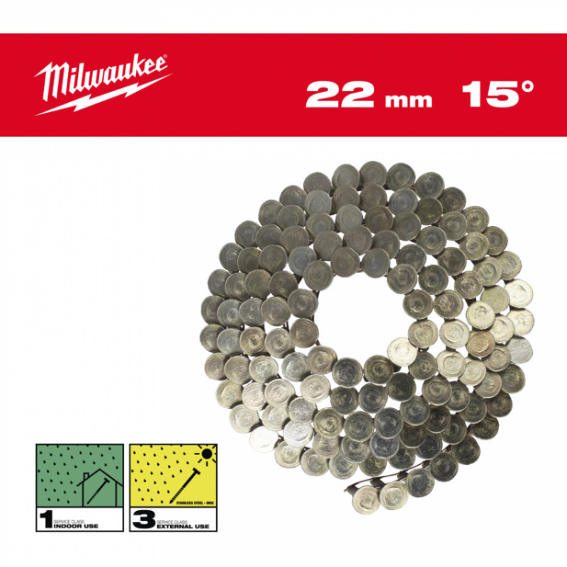 Цвяхи в котушці MILWAUKEE, з круглой головкой, 15°/3.05 x 22мм / RS (2880шт)-4932499311
