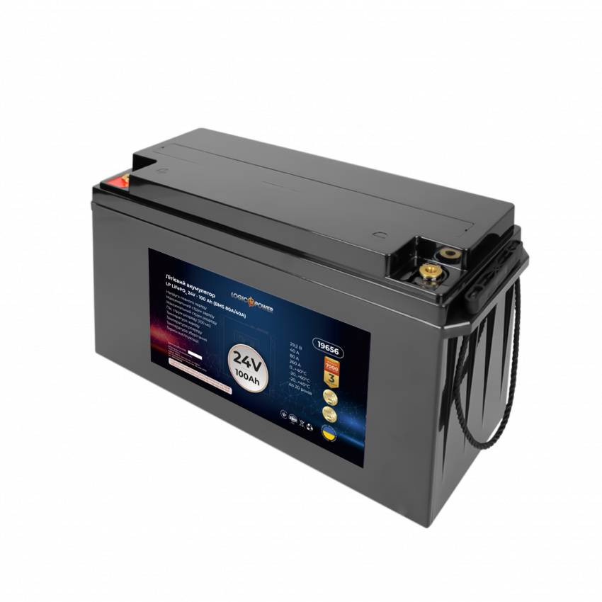 Акумулятор LP LiFePO4 для ДБЖ 24V - 100 Ah (BMS 80A/40А) пластик-