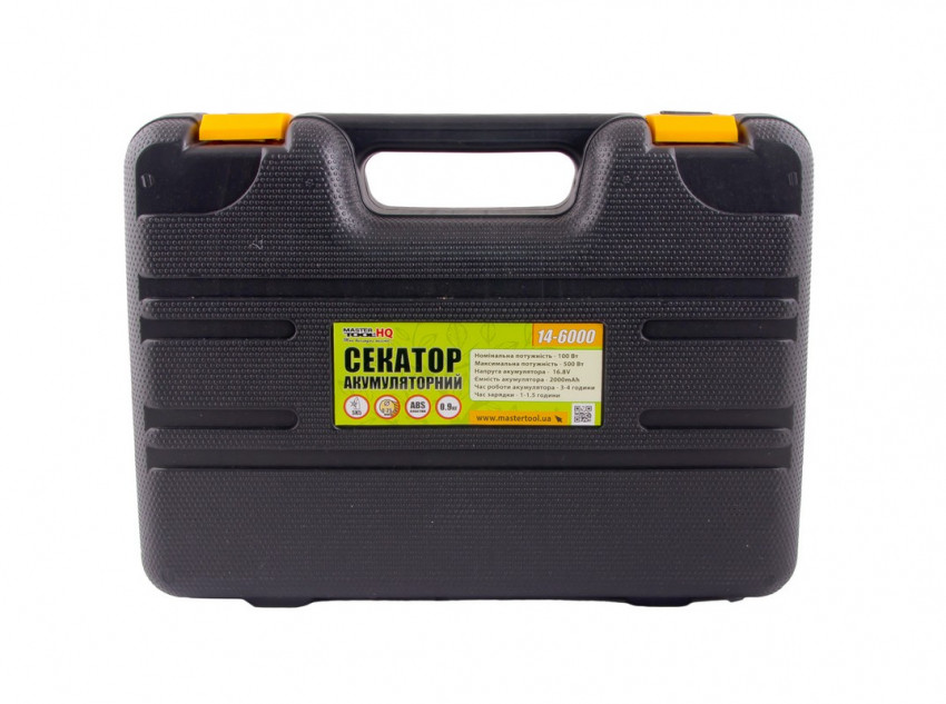 Секатор акумуляторний MASTERTOOL HQ 2x16.8V Li-ion зарядний пристрій додаткові аксесуари кейс 14-6000-14-6000