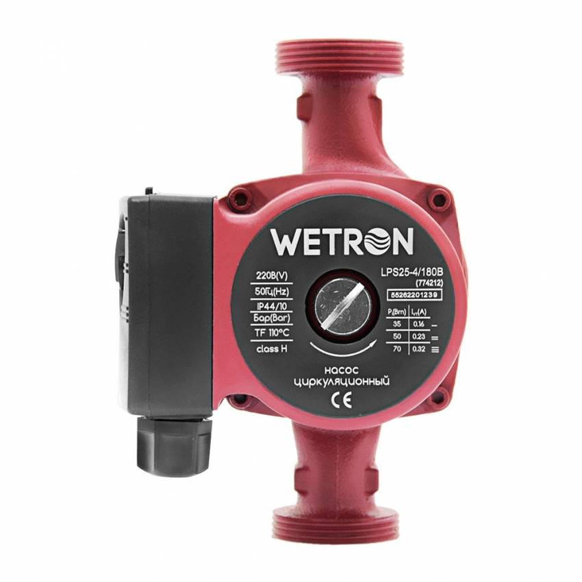 Насос циркуляційний 100W Hmax 6m Qmax 50l / min ½1½ "180mm Bordeaux nut Ø1" Wetron (774232)-774232